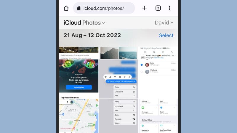 A screenshot of iCloud photos