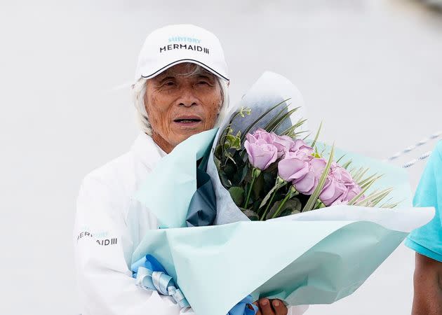 Kenichi Horie returned to his home country of Japan and was honored during a celebration in Nishinomiya on Sunday. (Photo: Associated Press)