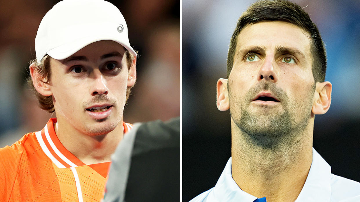 Alex de Minaur and Novak Djokovic at the Australian Open.