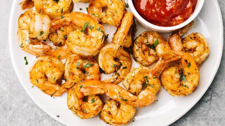 air fried shrimp with cocktail sauce