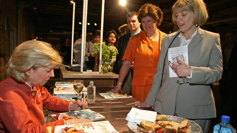 Sara Moulton signing copies of Gourmet Magazine