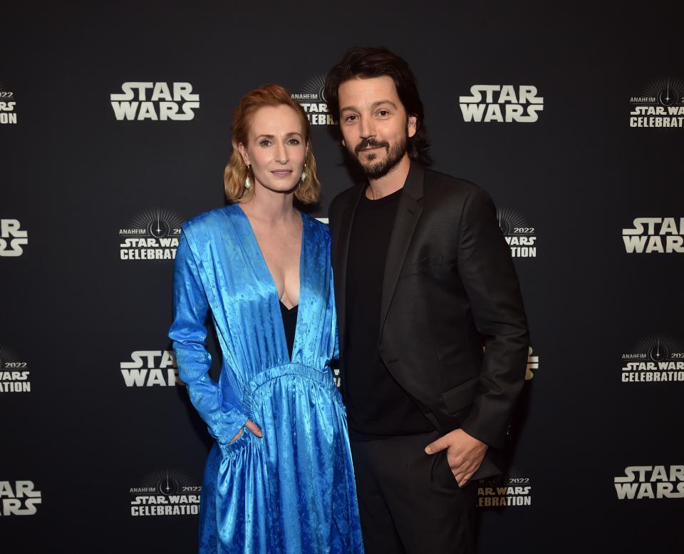 "Andor" co-stars Genevieve O'Reilly and Diego Luna attend the studio showcase panel at Star Wars Celebration.