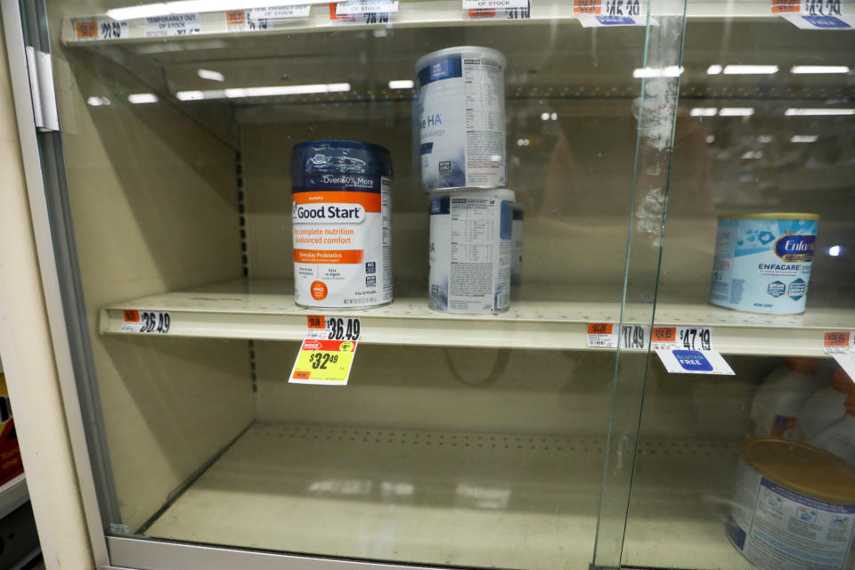 ARLINGTON, VA - MAY 16: A view of nearly empty shelves at a giant grocery store due to shortage in the availability of baby food Monday, May 16, 2022, in Arlington Virginia. Parents in much of the U.S. are scrambling to find baby formula. (Photo by Yasin Ozturk/Anadolu Agency via Getty Images)