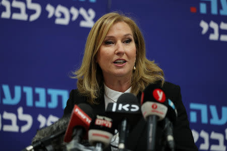 Tzipi Livni, former Israeli foreign minister speaks at a news conference in Tel Aviv, Israel February 18, 2019. REUTERS/Ammar Awad
