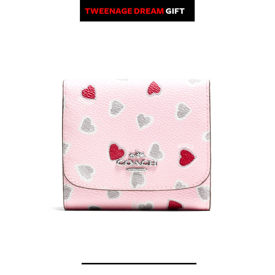 Coach Small Wallet in Heart Print Coated Canvas