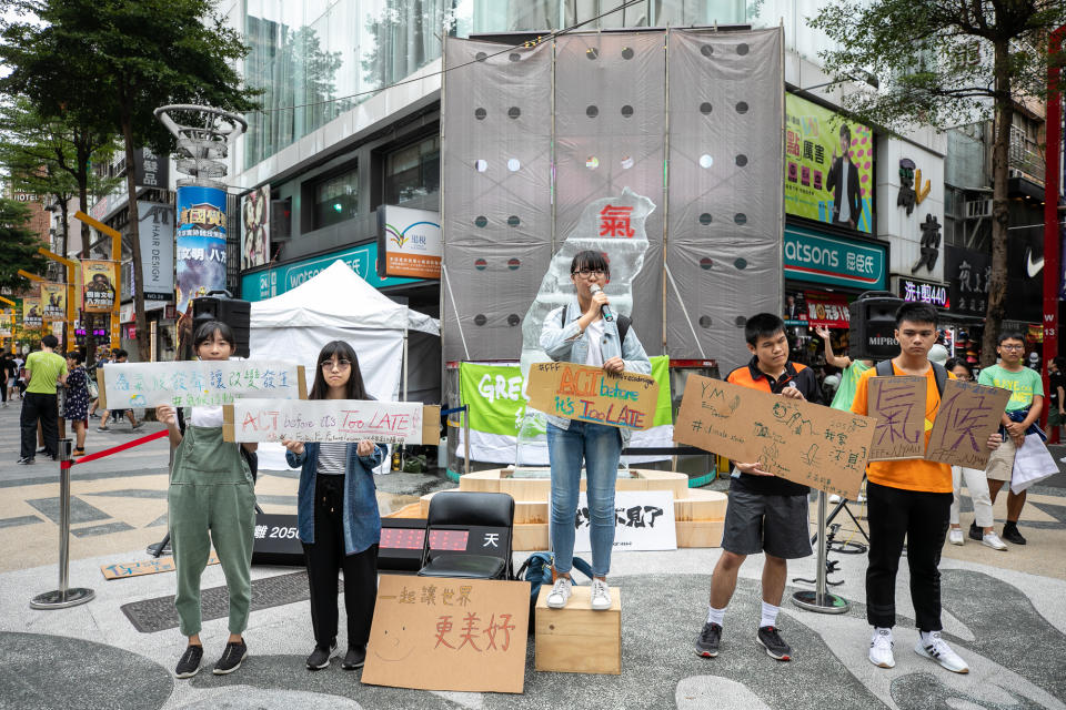 2019年9月22日氣候行動，學生們站上講臺呼籲大眾正視氣候危機。