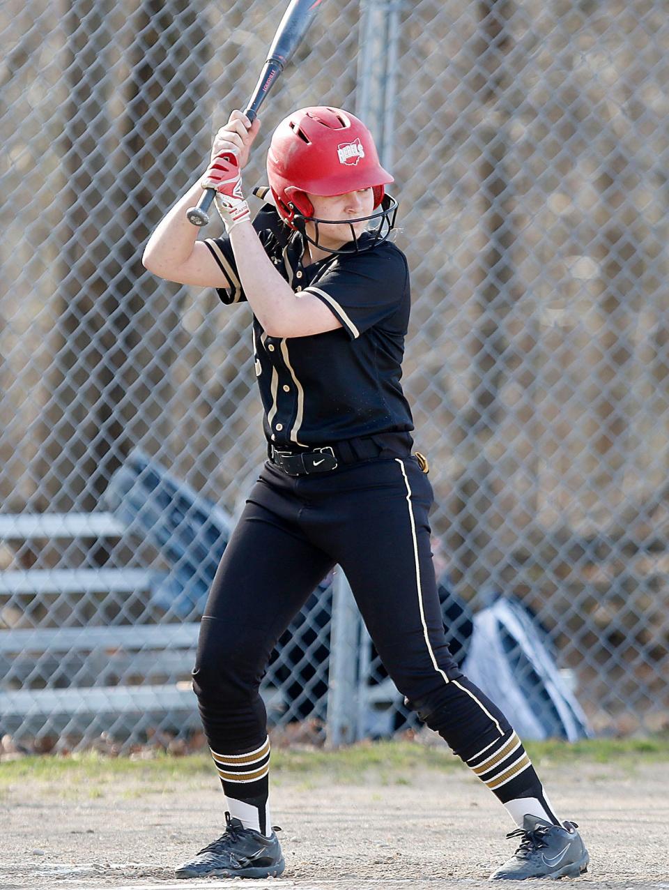 South Central High School's Olivia Hudson (2) bats against Loudonville High School during their high school girls softball game Tuesday, March 30, 2021 South Central High School. TOM E. PUSKAR/TIMES-GAZETTE.COM