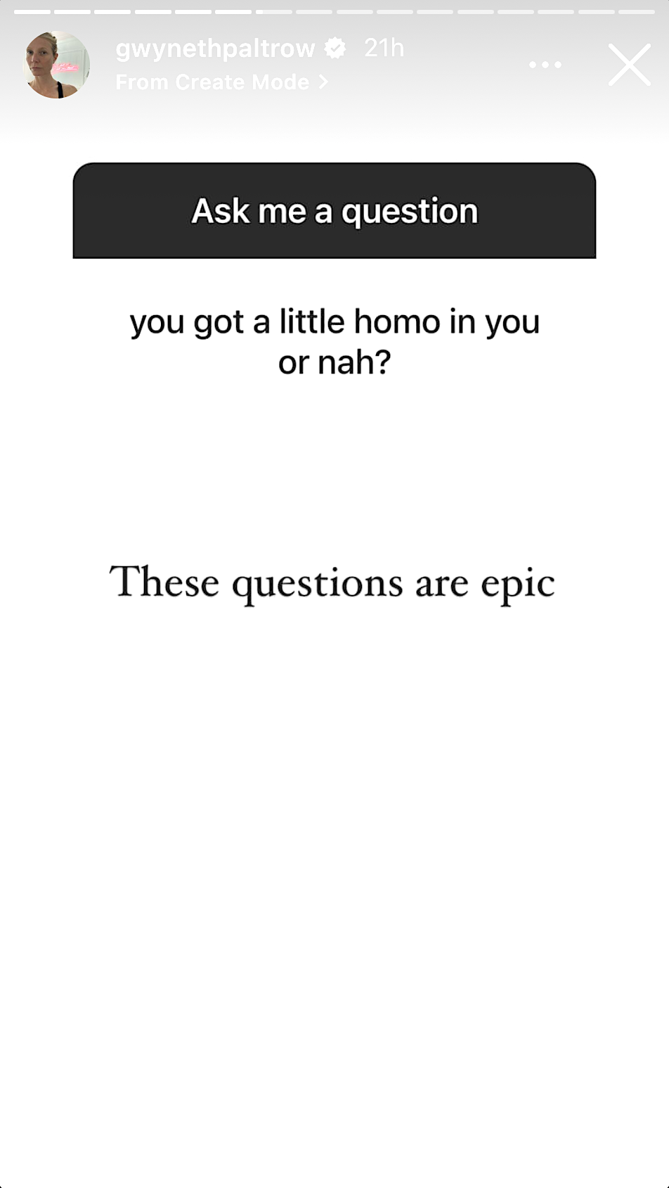 "These questions are epic"