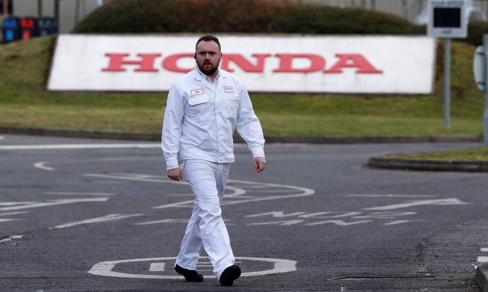 A worker at the Honda factory in Swindon on Tuesday