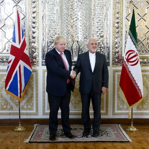 Boris Johnson raised Mrs Zaghari-Ratcliffe's case with Iranian Foreign Minister Javad Zarif in Tehran in December - Credit: Ebrahim Noroozi/AP