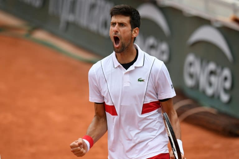 Roar of delight: Novak Djokovic showed all his battling qualities to get past Roberto Bautista Agut