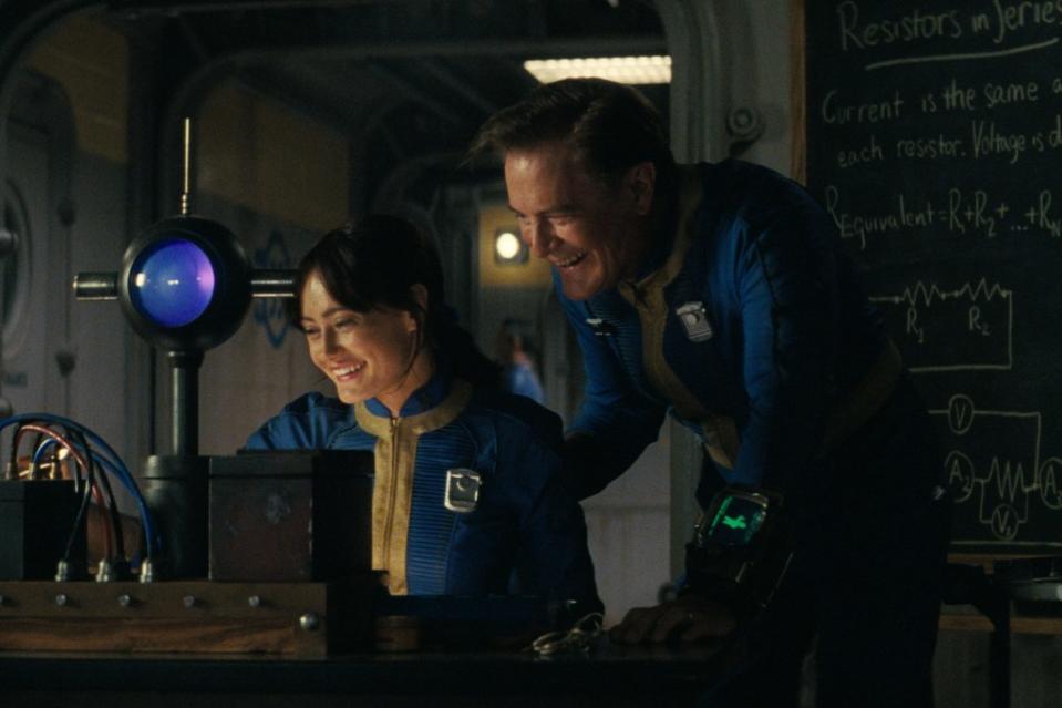 Ella Purnell as Lucy and Kyle MacLachlan as Overseer Hank. Courtesy of Prime Video