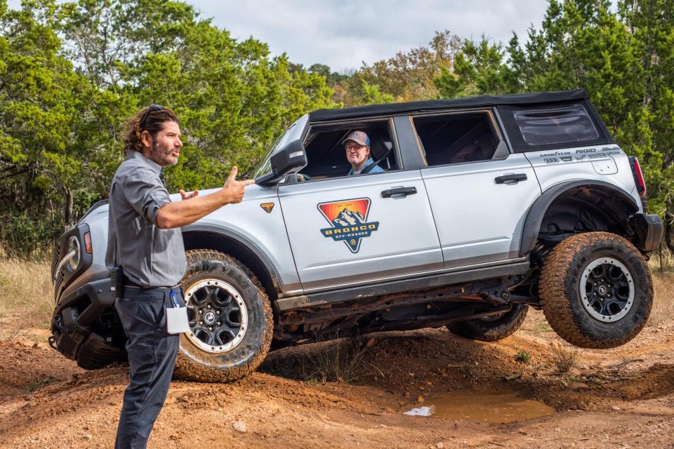 Ford Motor Co. offers the Bronco Off-Roadeo adventure to new Bronco owners for free and now, for the first time, non-Bronco owners who want to climb rocks and scale obstacles. These images were taken at Grey Wolf Ranch in Horseshoe Bay, Texas.