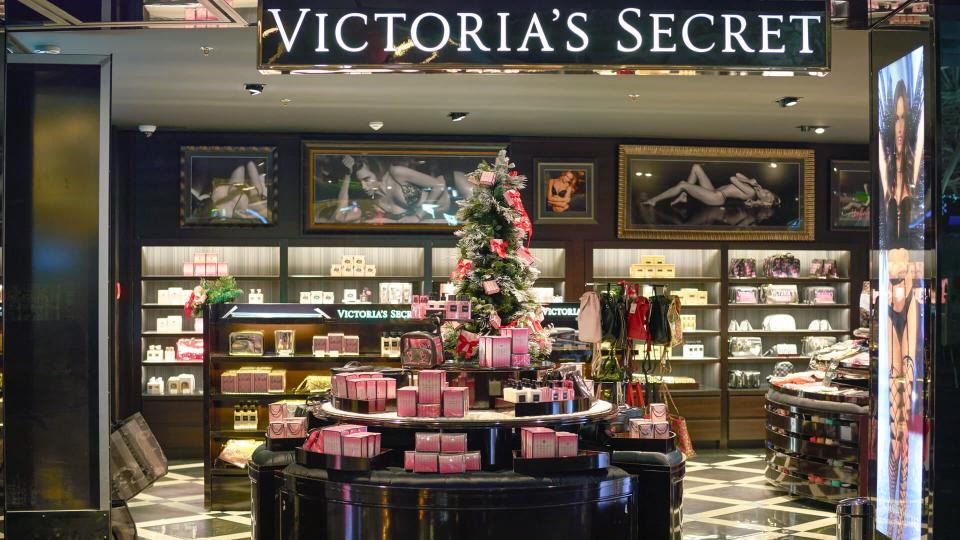 MOSCOW, RUSSIA - CIRCA DECEMBER, 2018: Victoria's Secret brand name over a shop entrance at Vnukovo International Airport in Moscow.