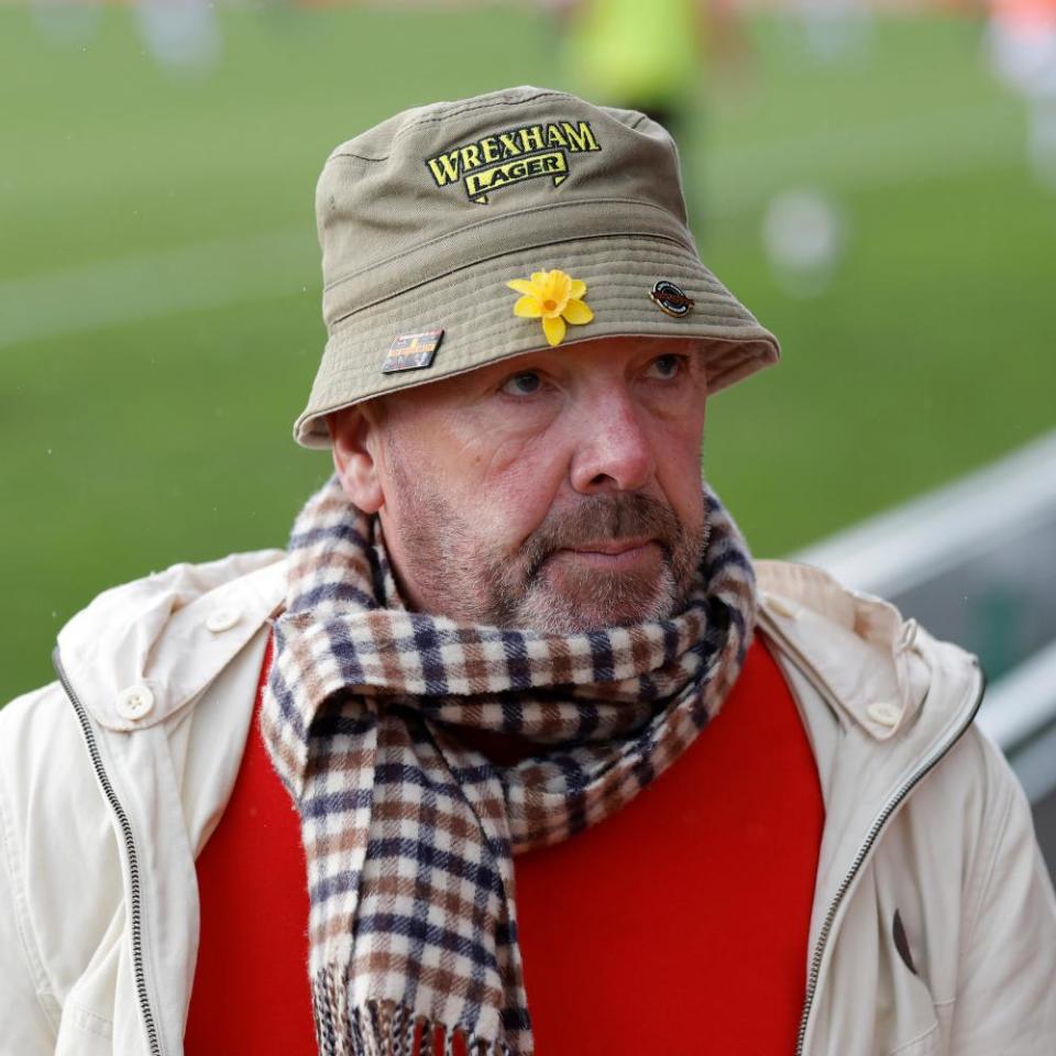 A Wrexham fan in a bucket hat.