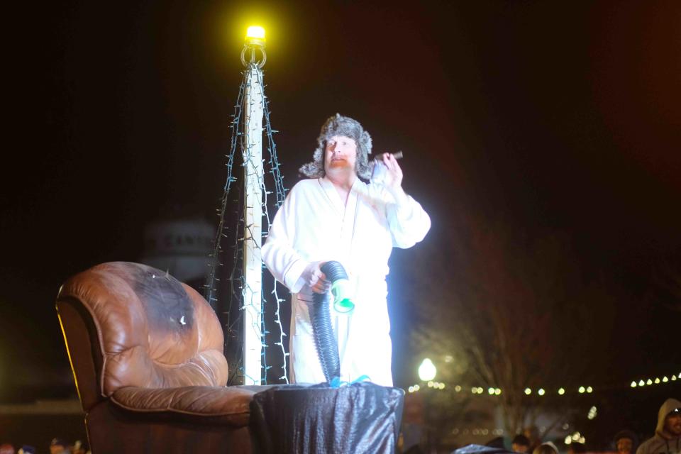 Cousin Eddie of National Lampoon fame makes a holiday appearance Saturday Night during the Parade of Lights in Canyon, Texas.