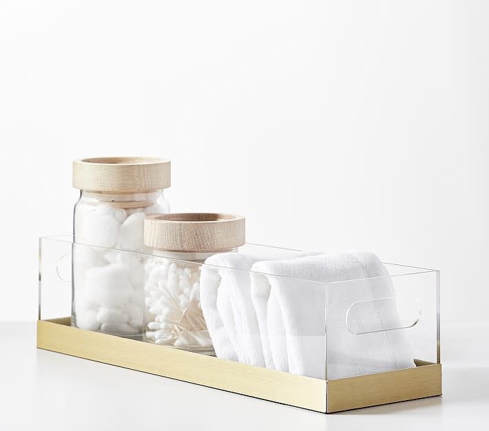 Acrylic and Metallic Changing Table Storage