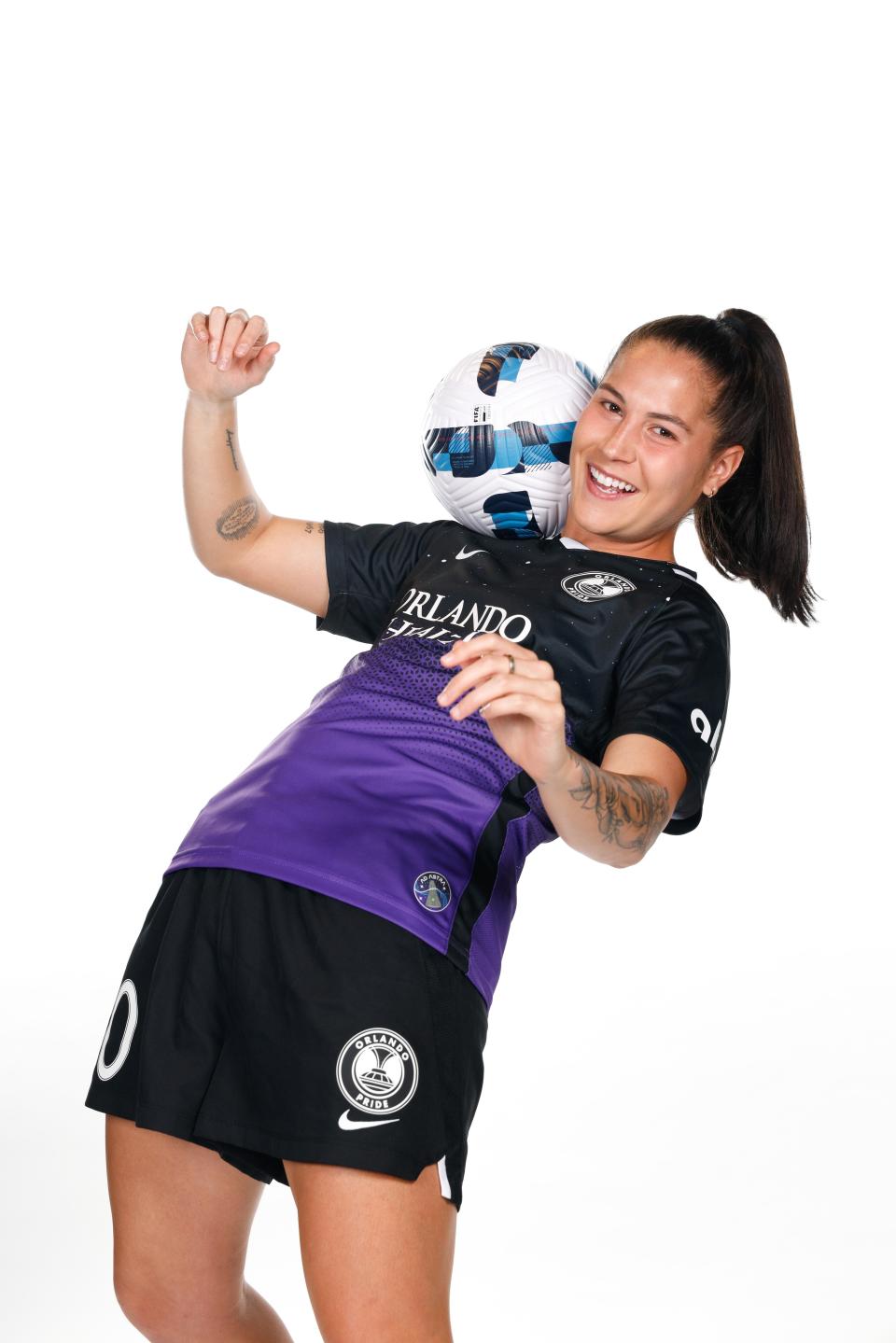 Orlando Pride midfielder Thais Reiss, an All-ASUN selection for the University of North Florida women's soccer team, poses for a 2022 NWSL portrait. Mandatory Credit: NWSL photos via USA TODAY Sports