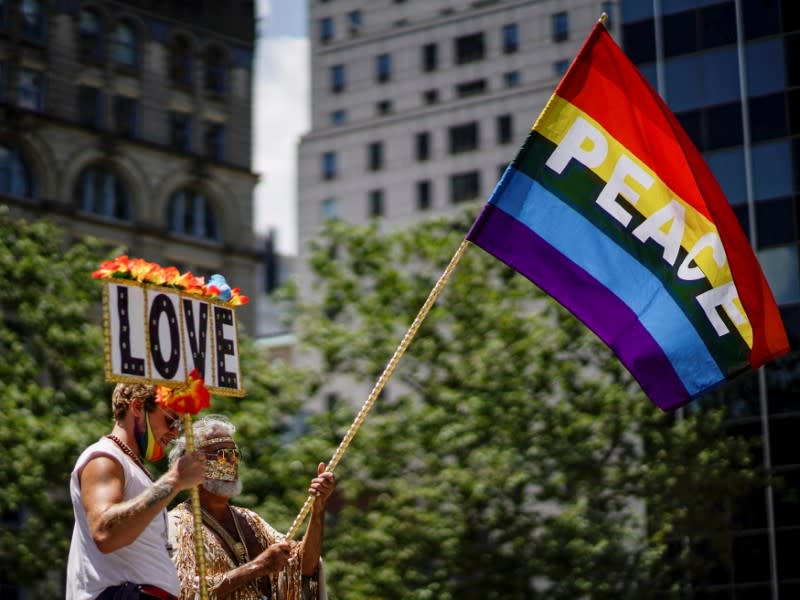 FILE PHOTO: Joint LGBTQ and Black Lives Matter march in New York City