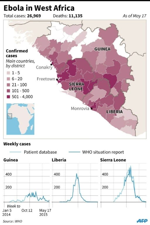 Graphic charting the West African Ebola outbreak over the past year