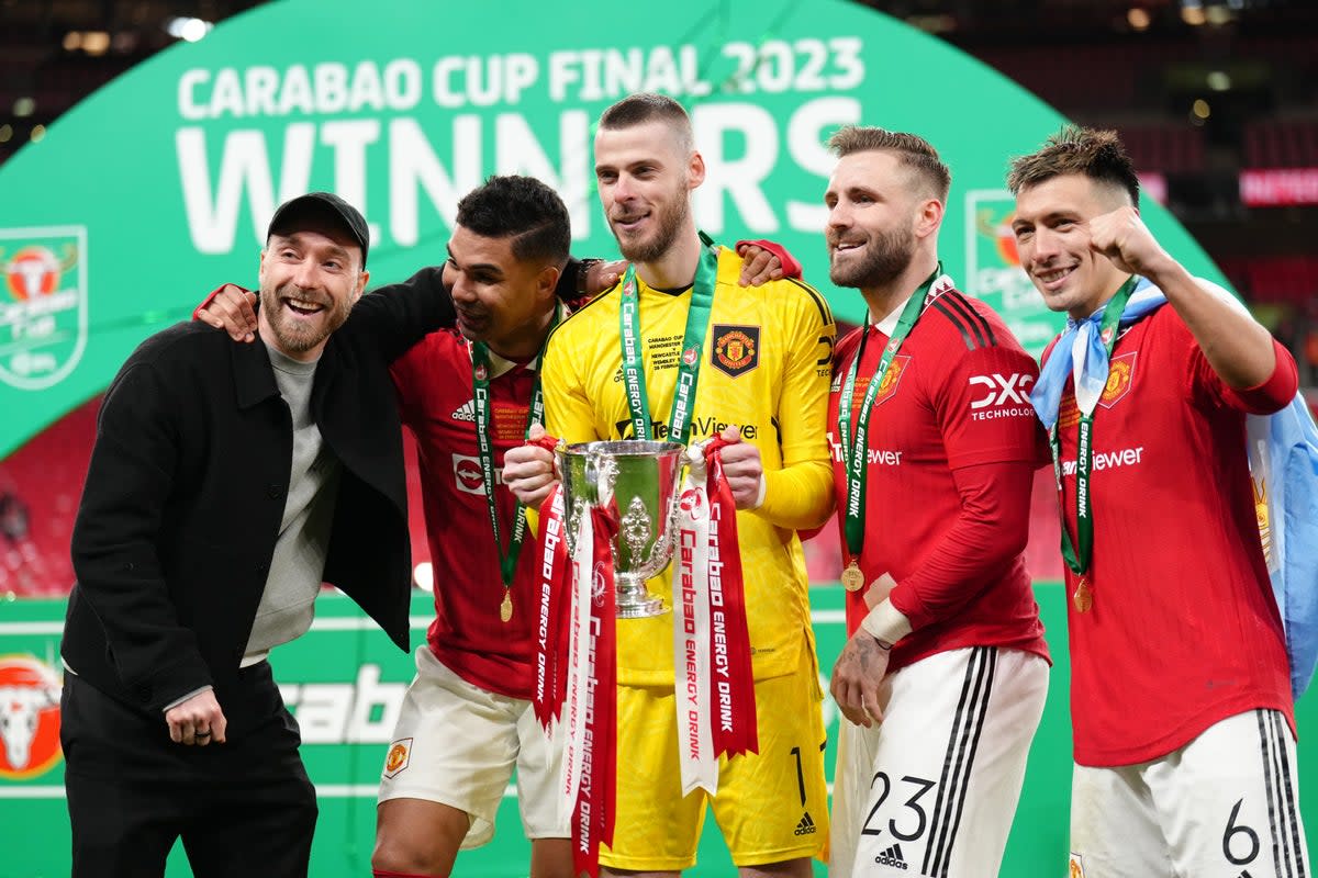 Christian Eriksen, left, and Casemiro, second left, will soon be back for Manchester United (John Walton/PA) (PA Wire)