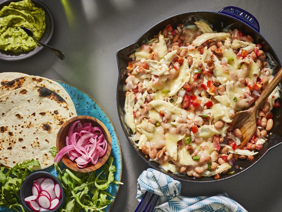 Cheesy Chicken and Pinto Bean Taco Skillet