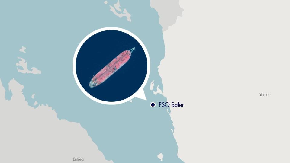 The FSO Safer is located a few miles off the coast of Yemen.  / Credit: United Nations