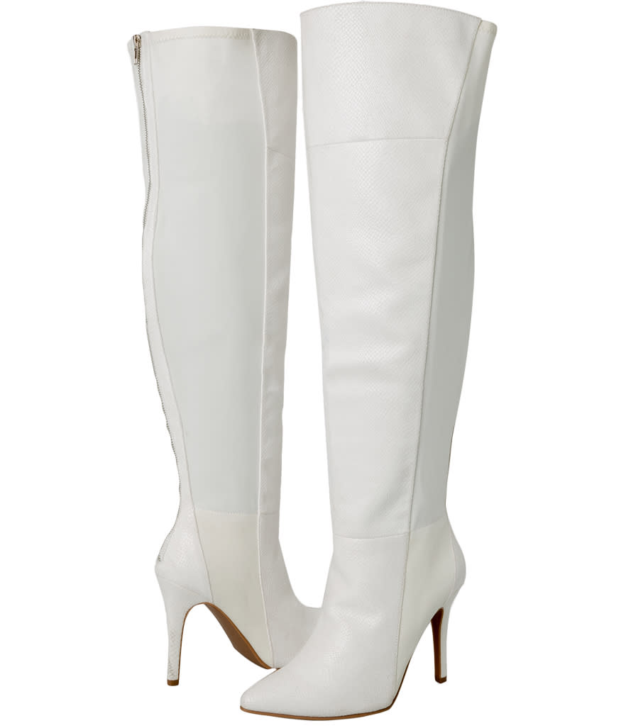 Ashley Stewart White Snake Over The Knee Boot