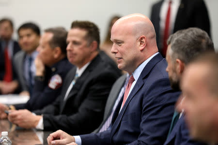 Acting Attorney General Matthew Whitaker speaks to state and local law enforcement on efforts to combat violent crime and the opioid crisis in Des Moines, Iowa, U.S., November 14, 2018. REUTERS/Scott Morgan