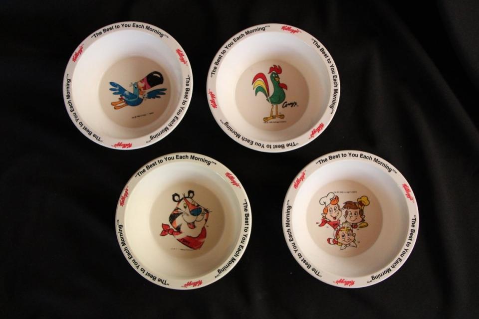 Four Kellogg's bowls