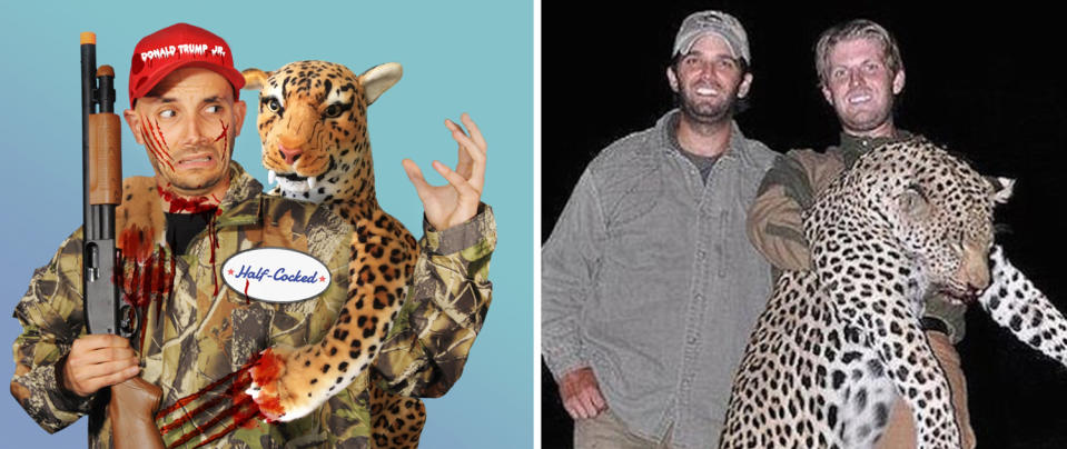 PETA’s riff on the Trump brothers’ controversial hunting photo. (Photo: Twitter/@Peta; Hunting Legends)