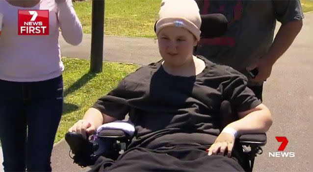 Milly became paralysed and faces life in a wheelchair. Pictures: 7 News.