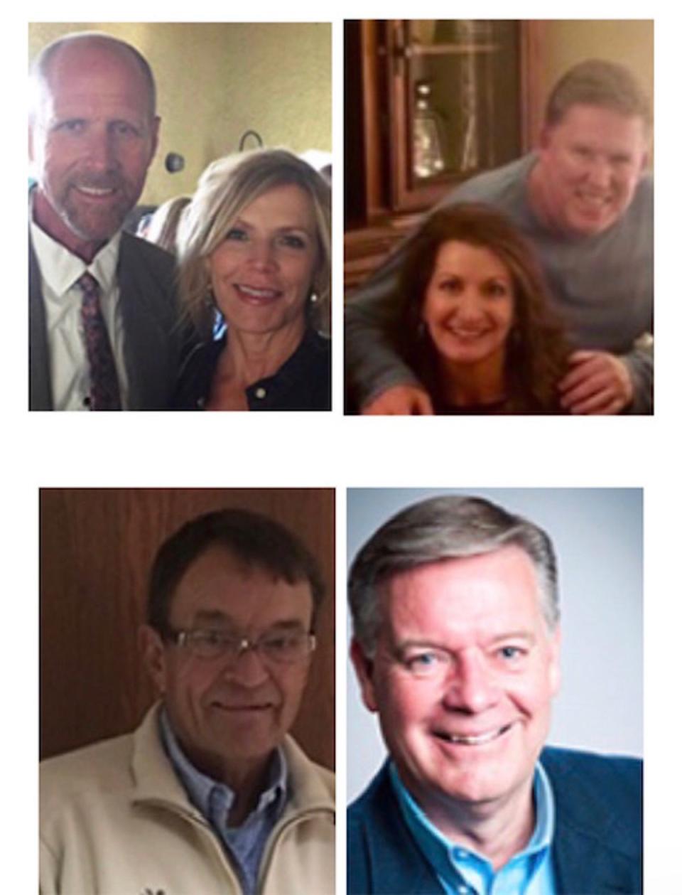 The late JonBenét Ramsey investigator Lou Smit’s family members, top, and former fellow lawmen Dave Spencer (who passed away in 2020), bottom left, and  John Wesley Anderson, bottom right, took on the investigation after his 2010 death (GoFundMe)