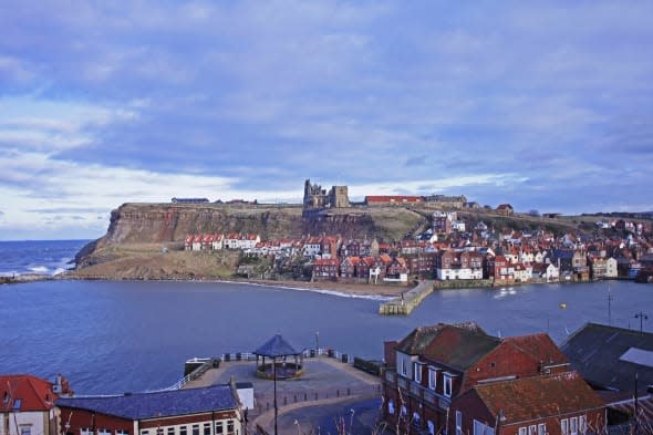 Whitby harbour and church