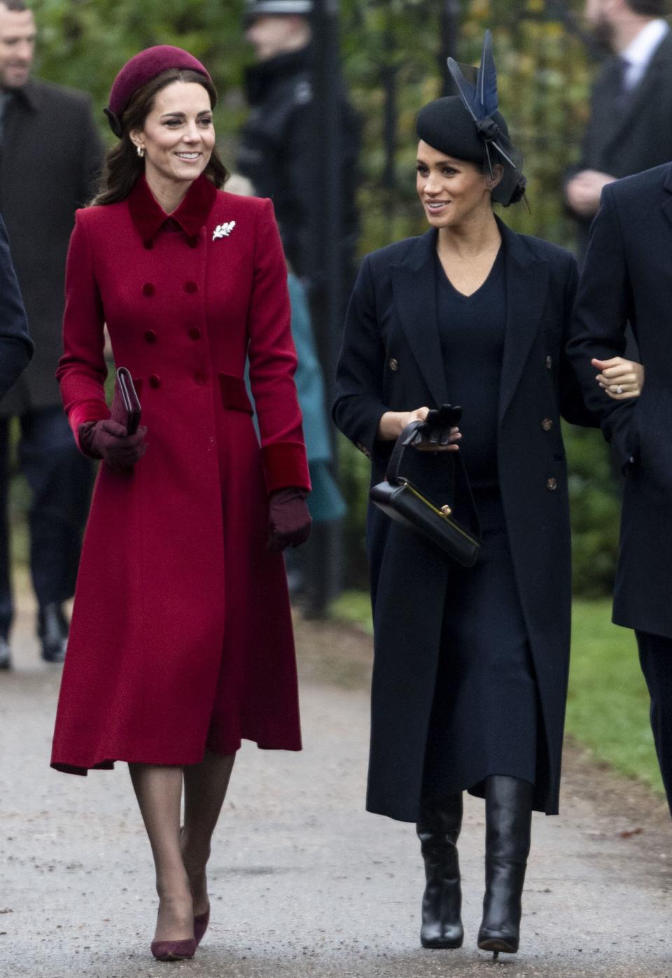 Kate Middleton and Meghan Markle on Christmas Day 2018