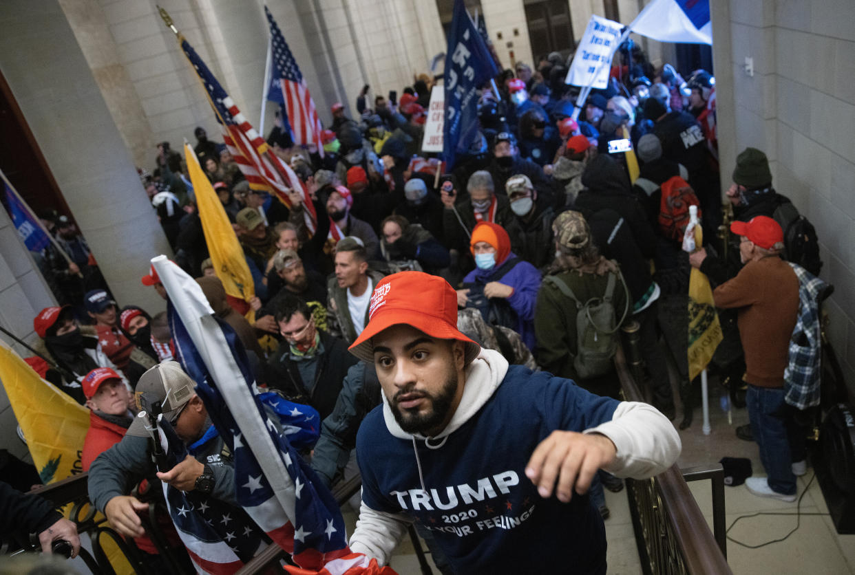 Pro-Trump rioters breached the U.S. Capitol and terrorized elected officials and their staff. The trauma from that day can spill over into the workplace.  (Photo: Win McNamee/Getty Images)