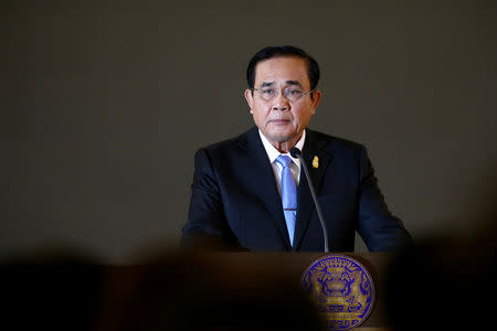 Thailand's Prime Minister Prayuth Chan-ocha speaks during a news conference on the Fourth Year Performance Report at Government House in Bangkok, Thailand, February 1, 2019. REUTERS/Athit Perawongmetha/File Photo