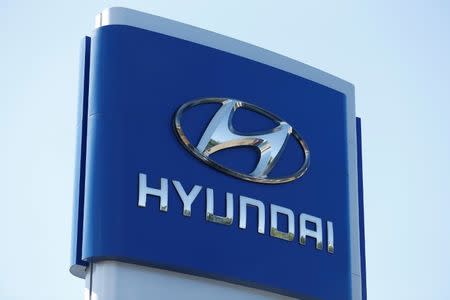 A Hyundai logo is seen at Hyundai of Serramonte in Colma, California, U.S., October 3, 2017. REUTERS/Stephen Lam
