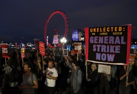 Anti-Brexit protesters attend a demonstration in London