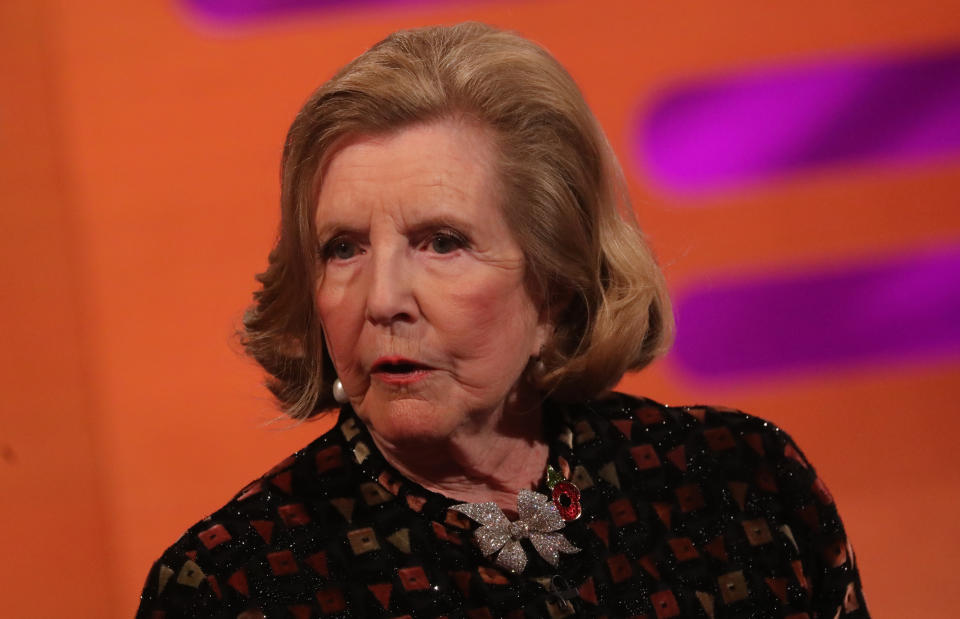 Lady Anne Glenconner during the filming for the Graham Norton Show at BBC Studioworks 6 Television Centre, Wood Lane, London, to be aired on BBC One on Friday evening. (Photo by Isabel Infantes/PA Images via Getty Images)