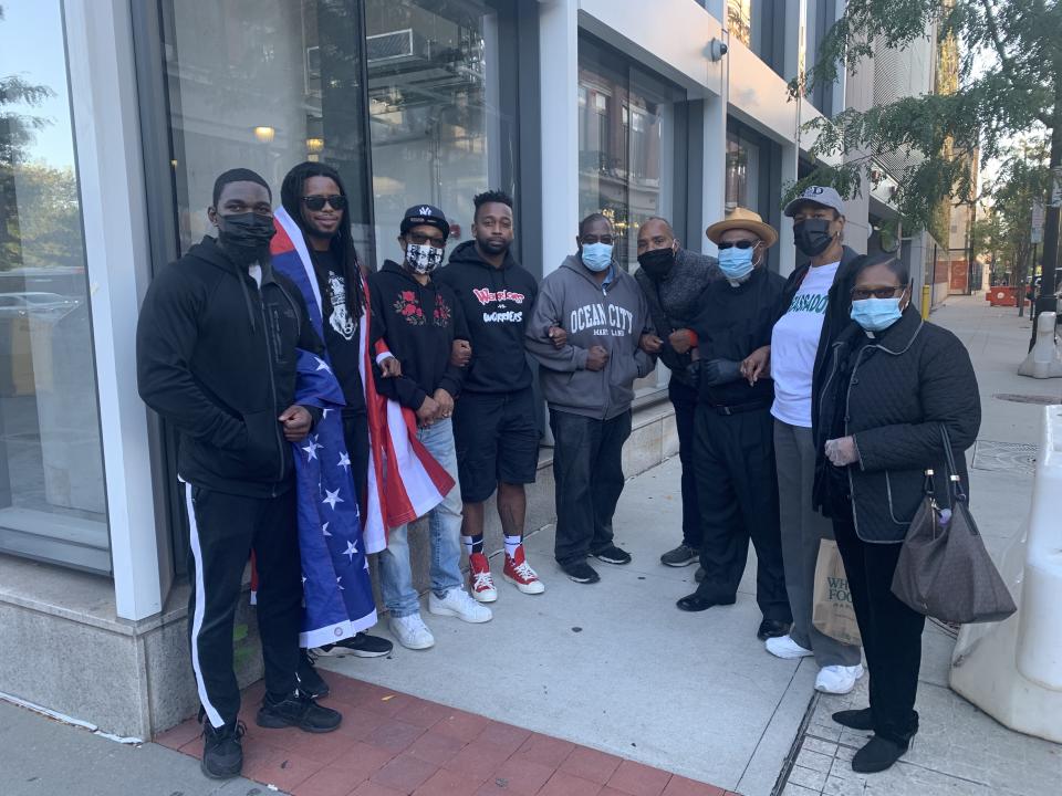 Michael Anderson and supporters rally in Newark, NJ as part of a boycott against Whole Foods and Prudential Financial. (Photo courtesy of Brick City Strength and #BlackDadsMatter)