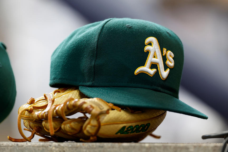 The Oakland Athletics were the worst team in baseball last season. They have an 18.3% chance of earning the top pick in next year's draft. (Photo by John Fisher/Getty Images)