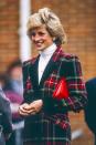 <p>This plaid jacket Diana wore in January 1989 combined red <em>and</em> green for one truly festive outfit. </p>