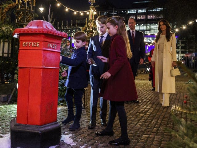 The Prince and Princess of Wales with their children (left to right) Prince Louis, Prince George and Princess Charlotte during the Royal Carols – Together At Christmas service at Westminster Abbey in London.