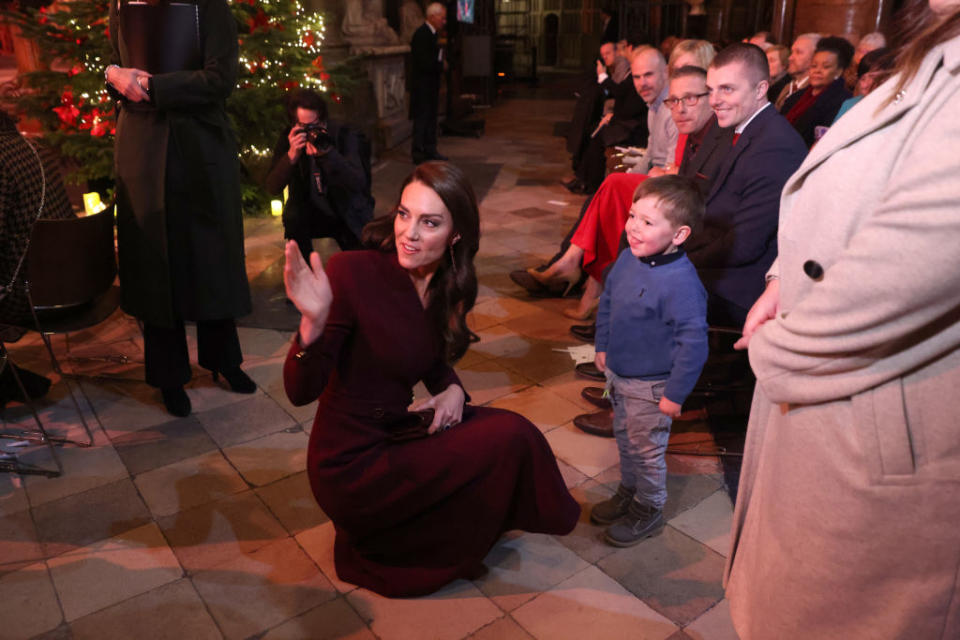 Stock picture of Kate being reunited with Theo Crompton. (Getty Images)