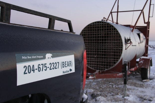 Trap used to capture polar bears in Churchill, Canada.