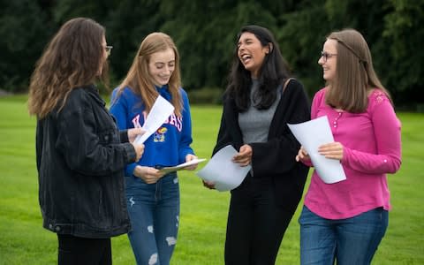 Students at Manchester High School for Girls picking up their A-level results last summer - Credit: Jon Parker Lee