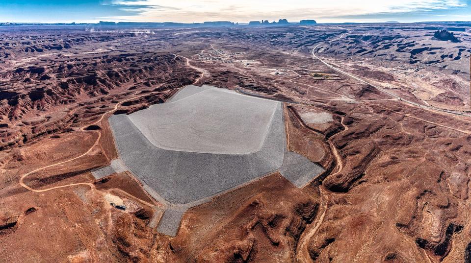 Mexican Hat Disposal Cell, cylindrical projection, Halchita, Utah, Navajo Nation, 2020