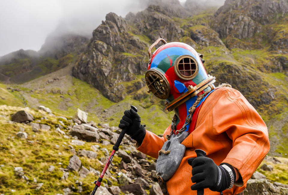 Lloyd ran the London Marathon dressed in the suit in 2002 and will round off his challenge by scaling Snowdon