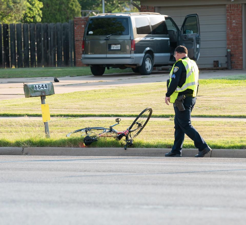 Wichita Falls emergency medics and police responded to the scene of an injury accident where a woman riding her bicycle was struck by a pickup truck.
